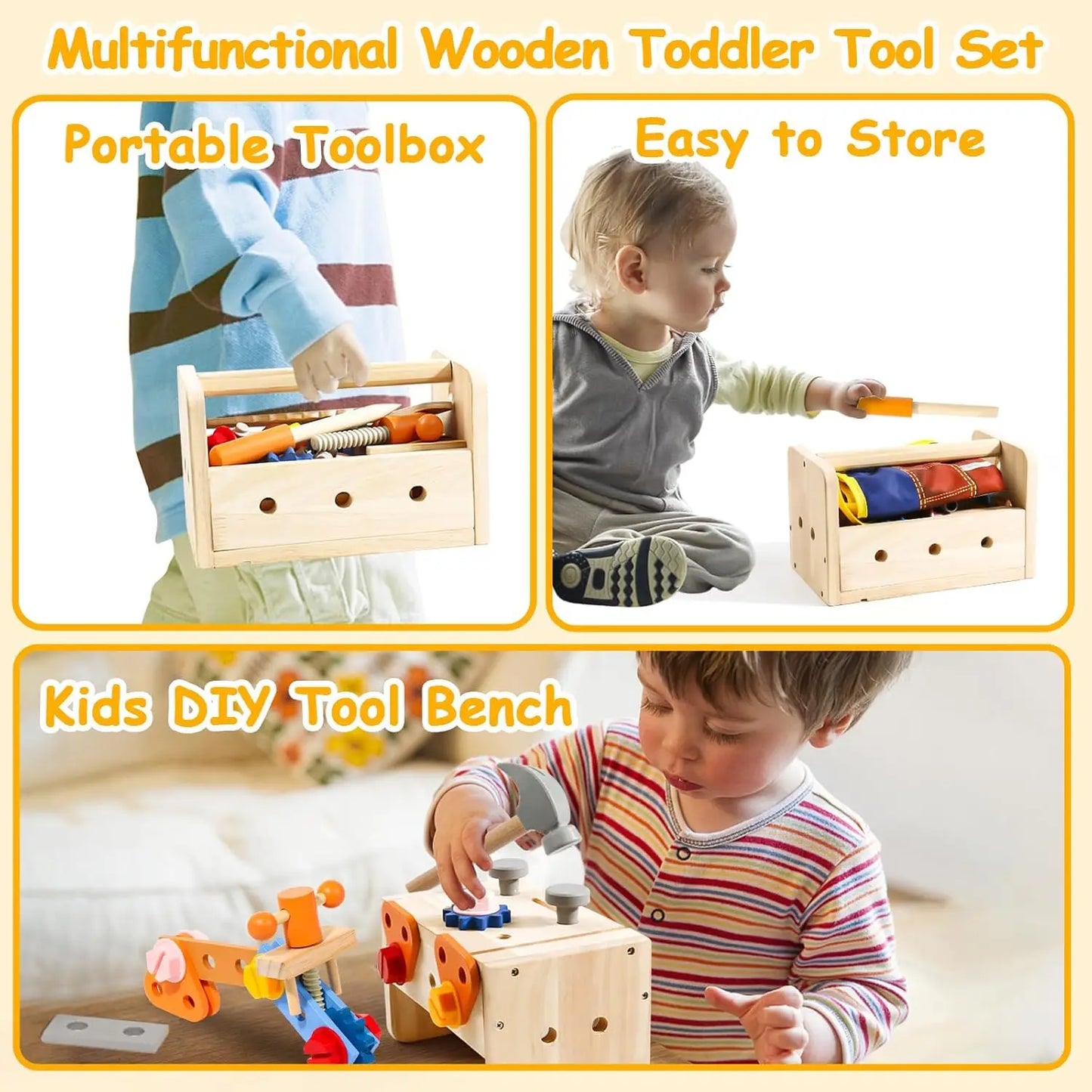 Wooden Tool Set for Kids - Montessori Educational STEM Construction Toy