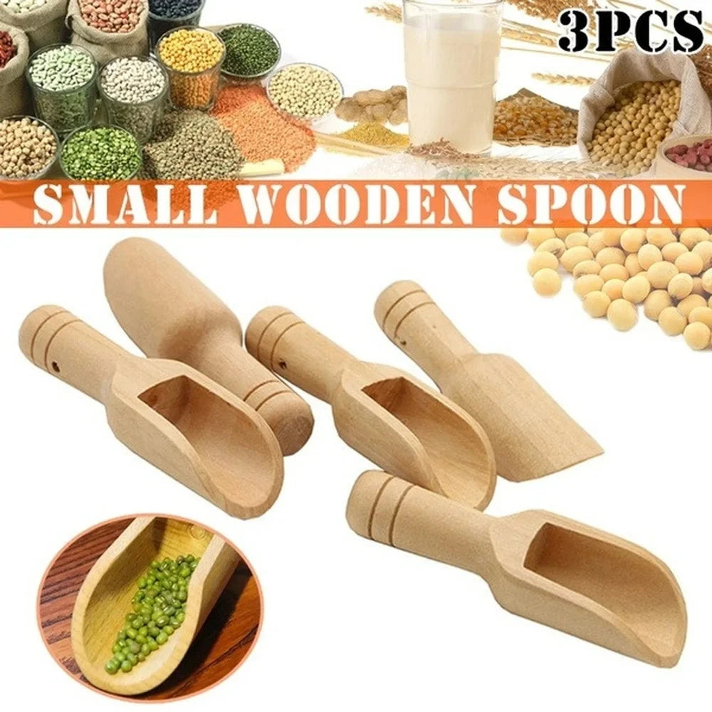 Mini Wooden Scoops - Versatile Small Spoons for Kitchen & Bath
