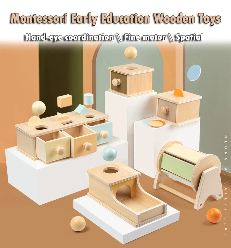 Montessori Wooden Toy Set - Object Permanence & Hammer Box