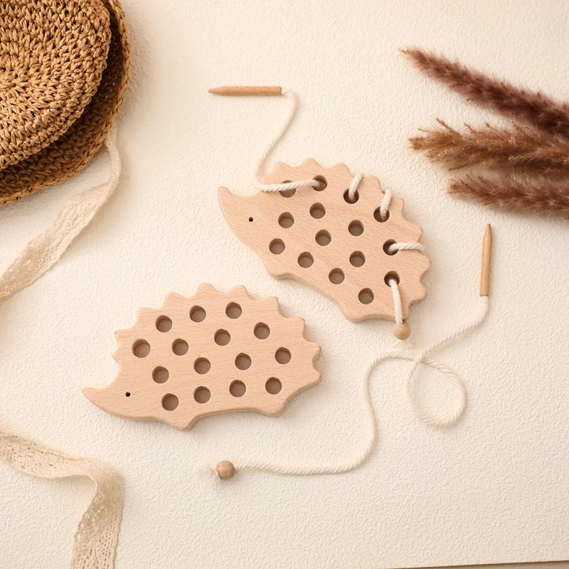 Montessori Wooden Threading Hedgehog Toy