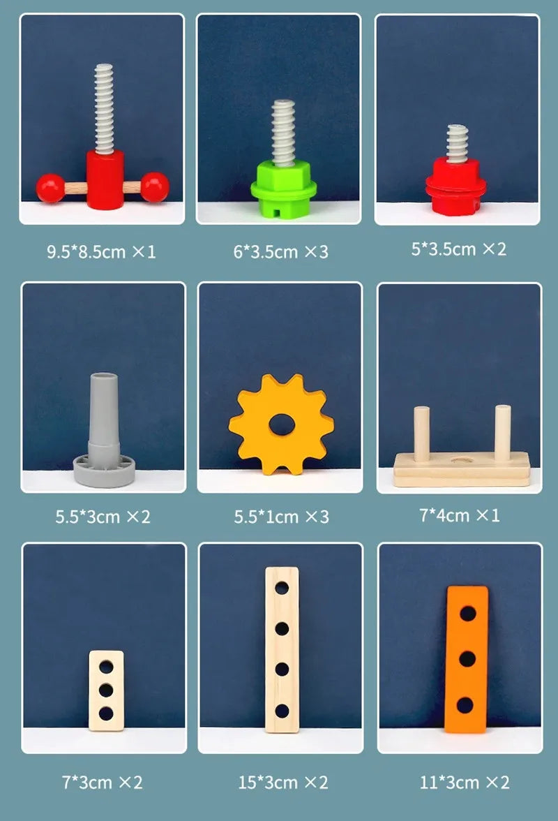 Wooden Tool Set for Kids - Montessori Educational STEM Construction Toy