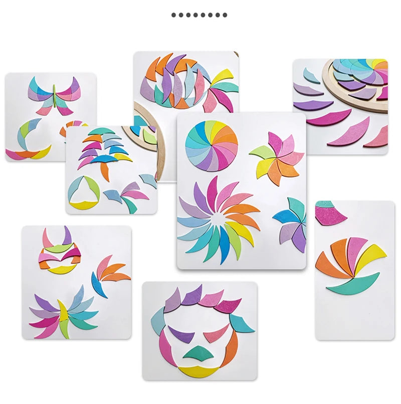 Montessori Rainbow Wooden Puzzle Geometric Blocks