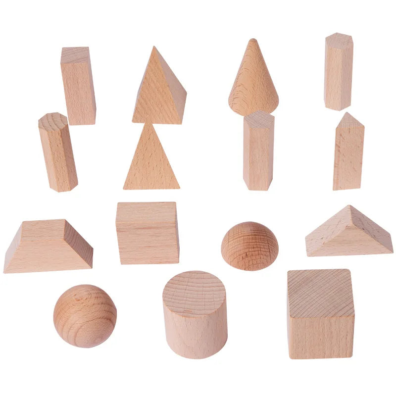 Montessori Wooden 3D Geometry Solid Blocks