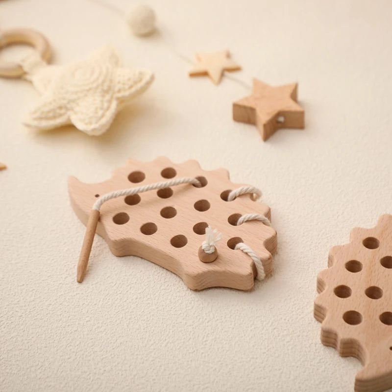 Montessori Wooden Threading Hedgehog Toy