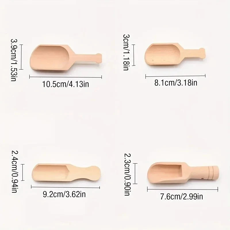 Mini Wooden Scoops - Versatile Small Spoons for Kitchen & Bath