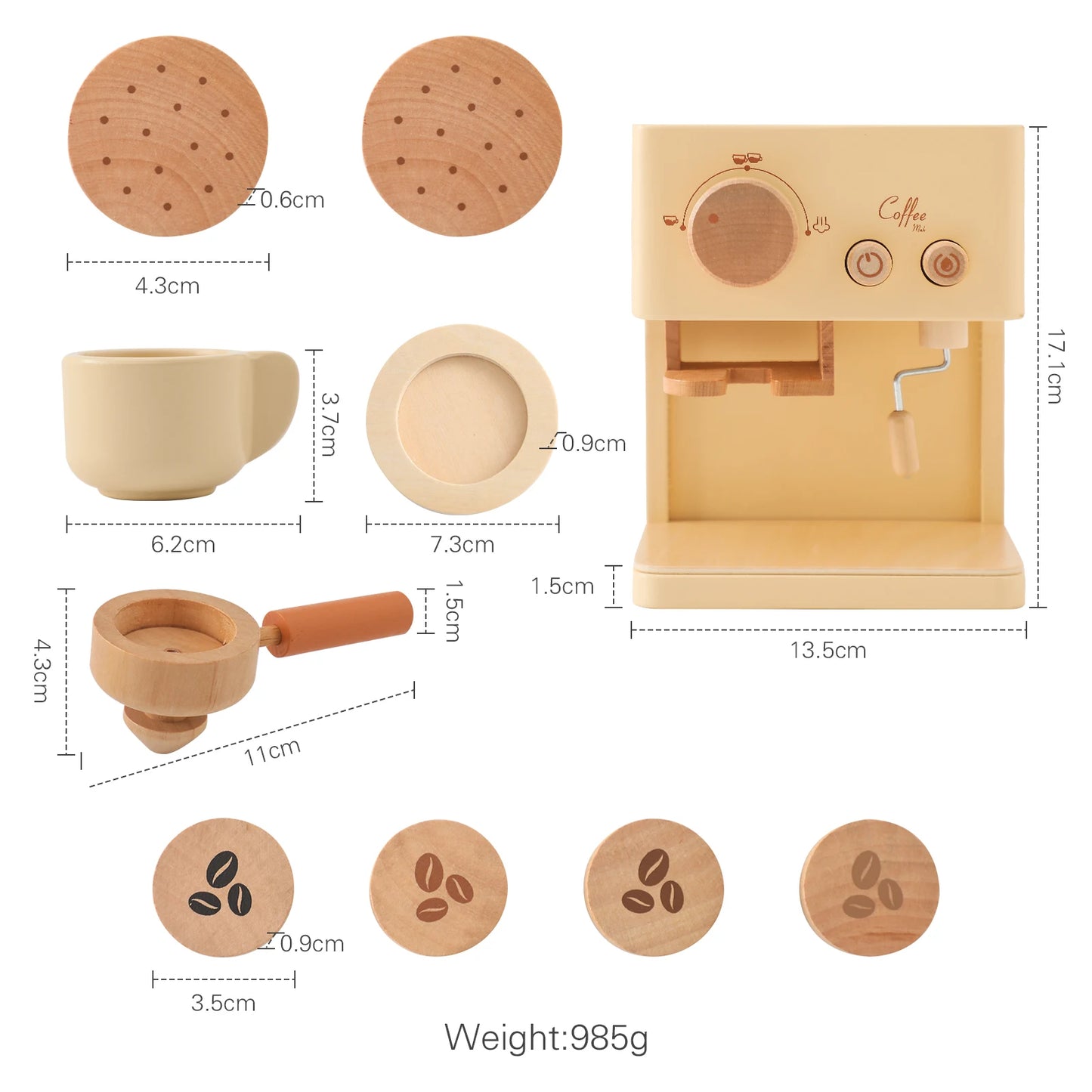 Montessori Coffee Machine Wooden Toy Set