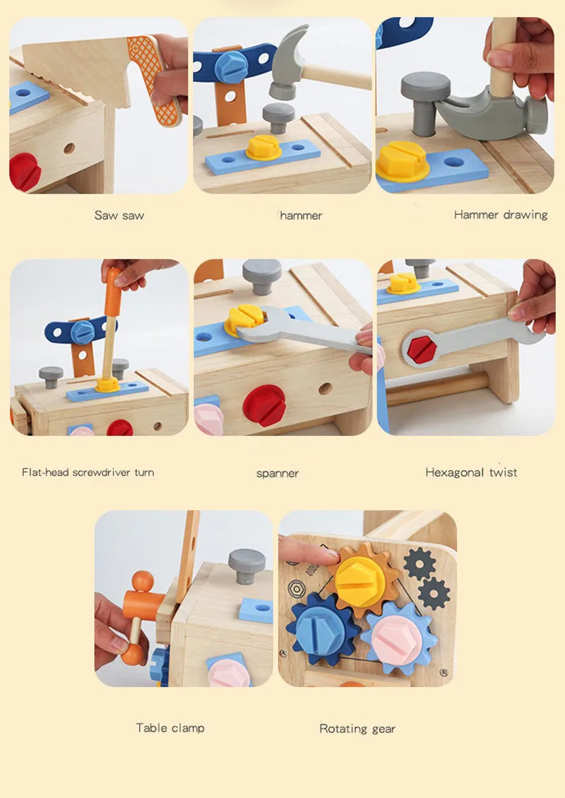 Wooden Tool Set for Kids - Montessori Educational STEM Construction Toy