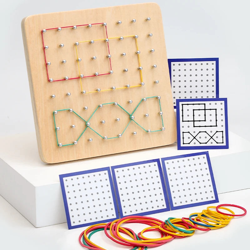 Montessori Creative Teaching Tool Small Nail Board Puzzle - Geometric Shape and Color Cognition