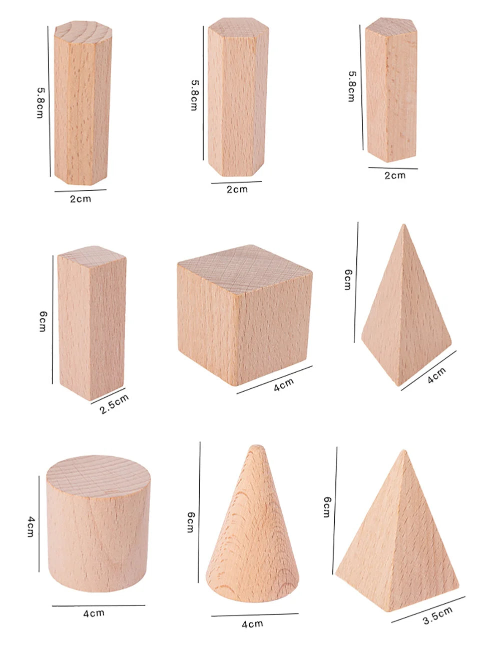 Montessori Wooden 3D Geometry Solid Blocks