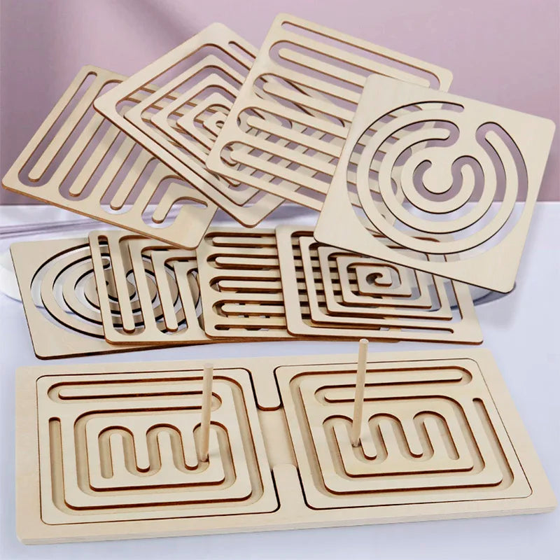 Montessori Wooden Left Right Brain Puzzle To