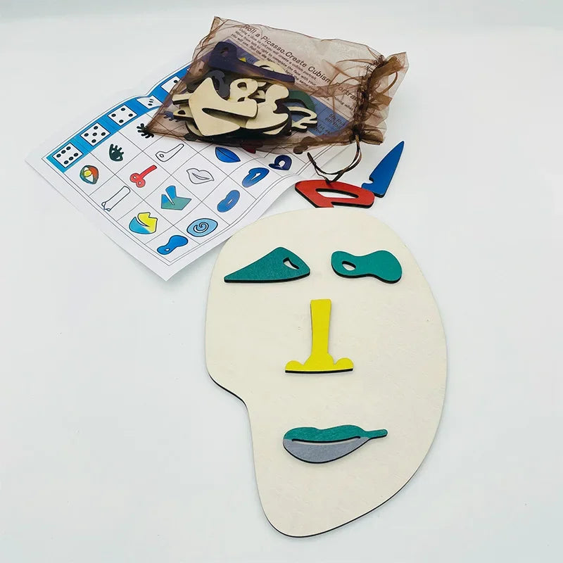 Wooden Montessori Face Puzzles Abstract Art Picasso Style