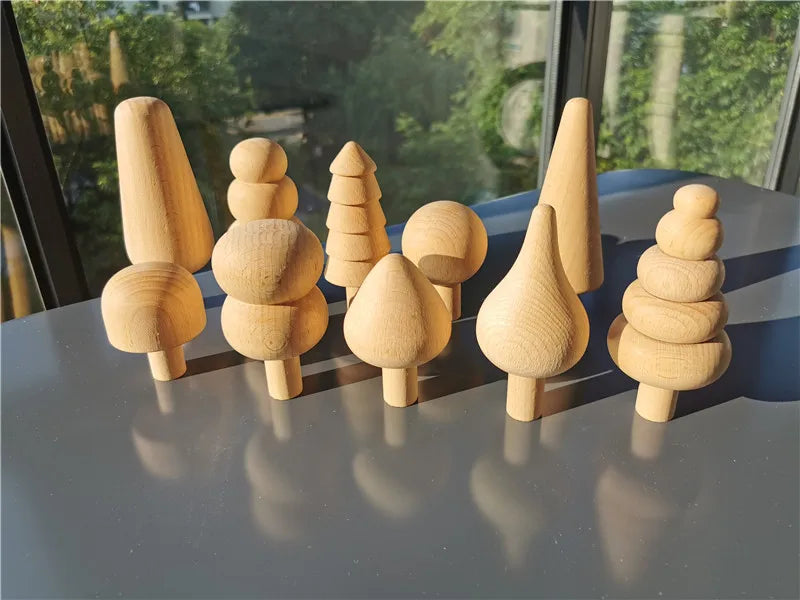 Montessori Wooden Stacking Blocks Pastel Nordic Forest Set