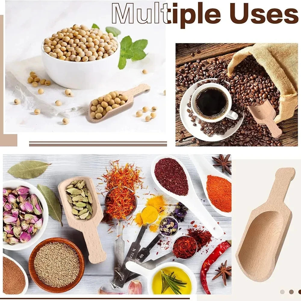 Mini Wooden Scoops - Versatile Small Spoons for Kitchen & Bath