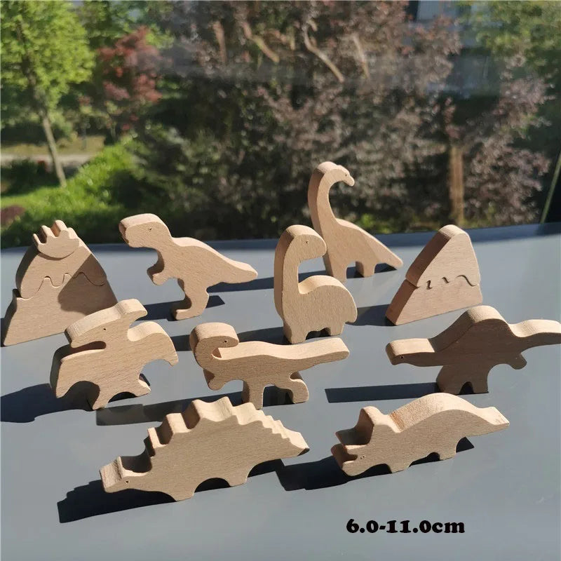 Montessori Wooden Stacking Blocks Pastel Nordic Forest Set