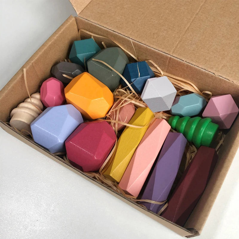 Montessori Wooden Stacking Rocks Building Blocks