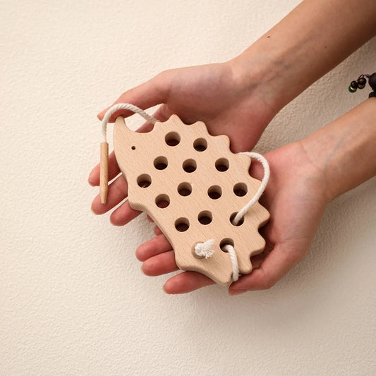 Montessori Wooden Threading Hedgehog Toy