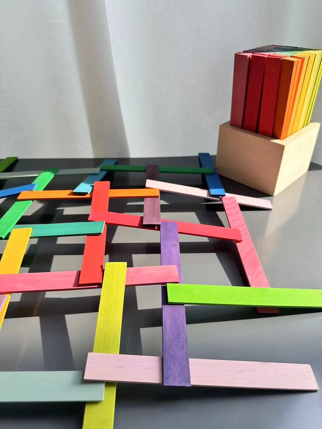Montessori Wooden Stacking Blocks Pastel Nordic Forest Set