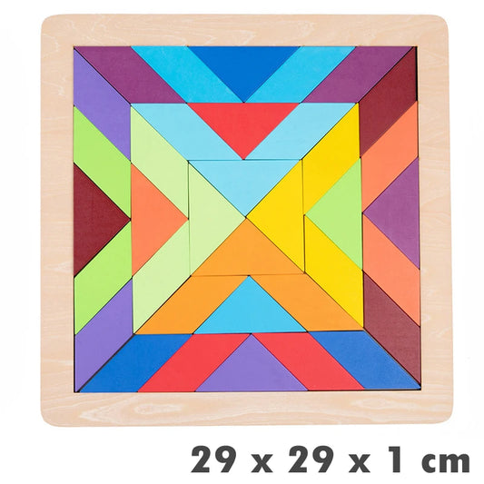 Montessori Rainbow Wooden Puzzle Geometric Blocks