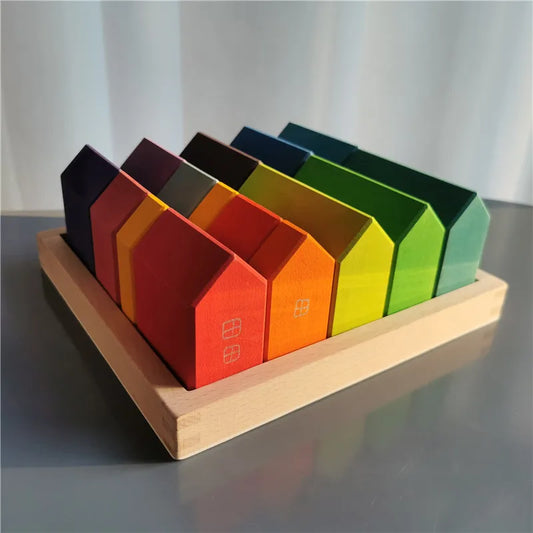 Wooden Rainbow Stacking Blocks & Sorting Toy Set - Creative Play