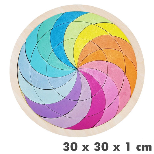 Montessori Wooden Rainbow Jigsaw Puzzle - Creative Geometric Blocks