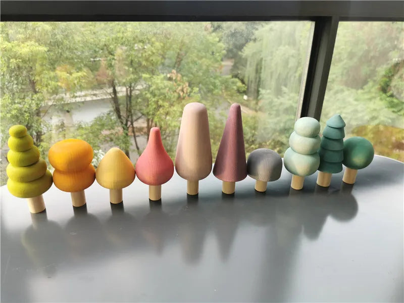 Montessori Stacking Toys with Rainbow Forest Elements
