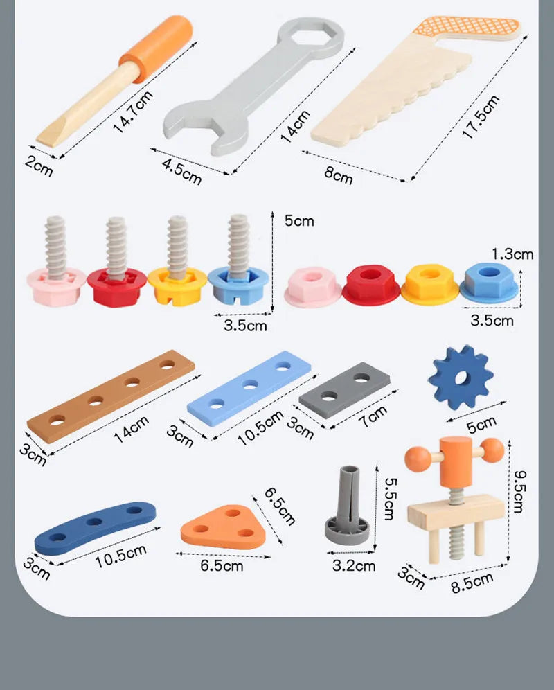 Wooden Tool Set for Kids - Montessori Educational STEM Construction Toy