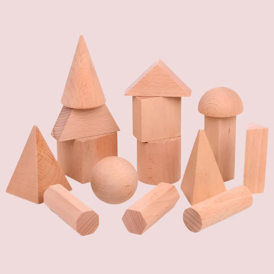 Montessori Wooden 3D Geometry Solid Blocks