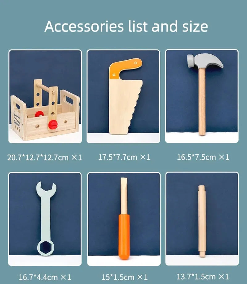 Wooden Tool Set for Kids - Montessori Educational STEM Construction Toy