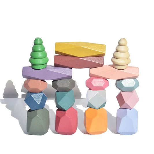 Montessori Wooden Stacking Rocks Building Blocks