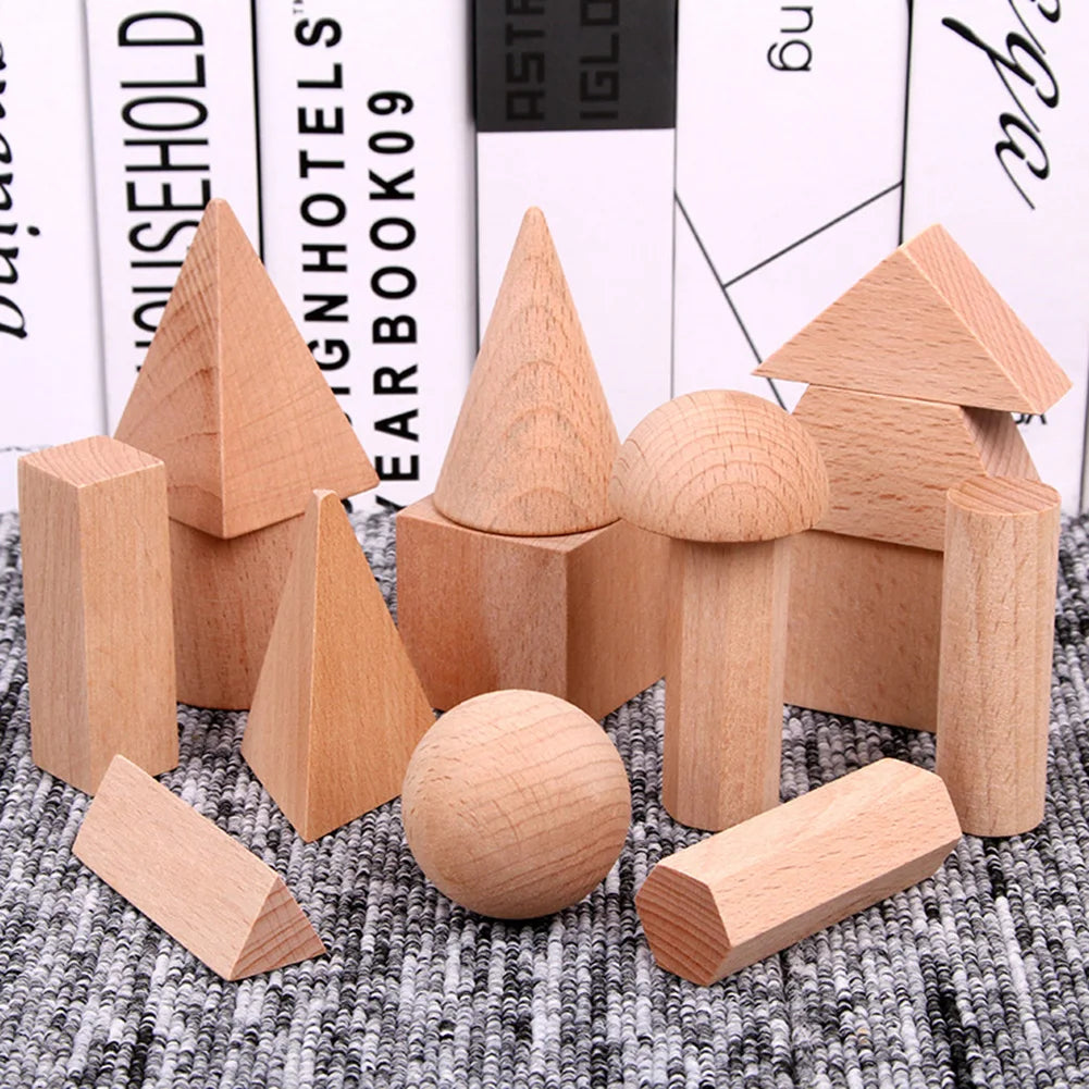 Montessori Wooden 3D Geometry Solid Blocks