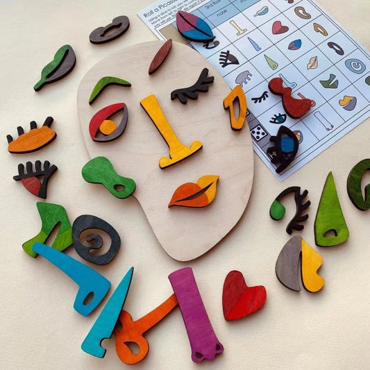 Wooden Montessori Face Puzzles Abstract Art Picasso Style