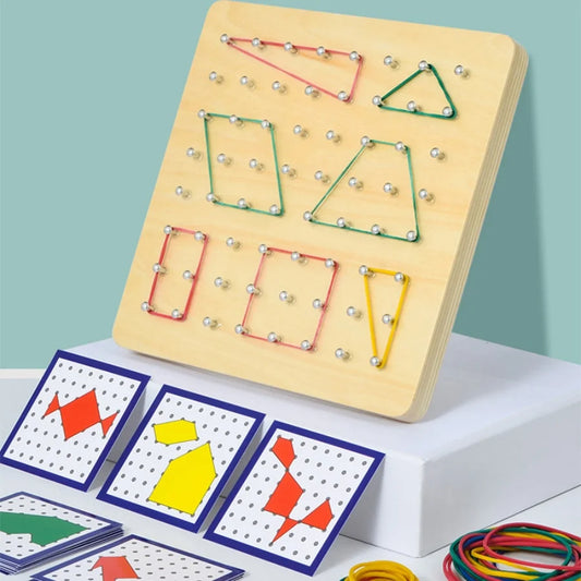 Montessori Creative Teaching Tool Small Nail Board Puzzle - Geometric Shape and Color Cognition