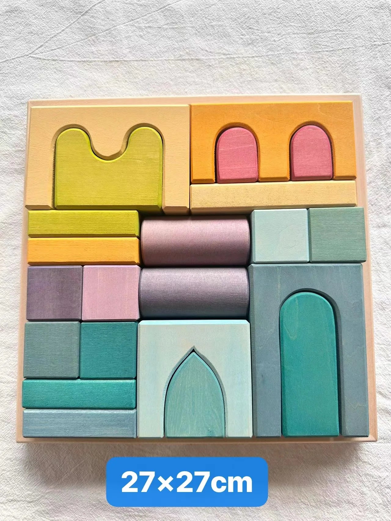 Montessori Wooden Stacking Blocks Pastel Nordic Forest Set