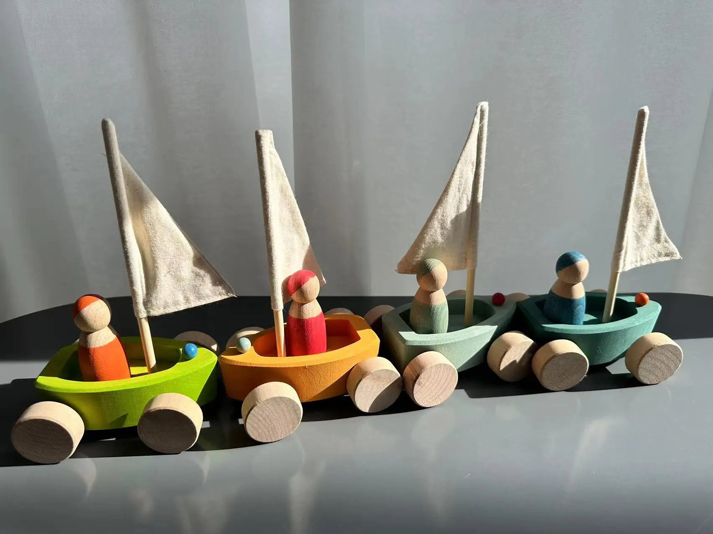 Montessori Wooden Stacking Blocks Pastel Nordic Forest Set